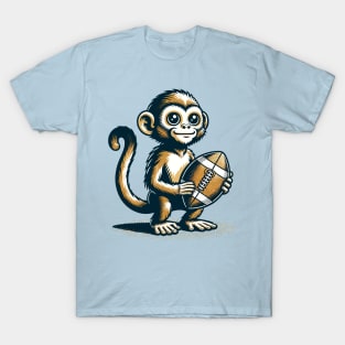 Cute monkey standing with a football T-Shirt